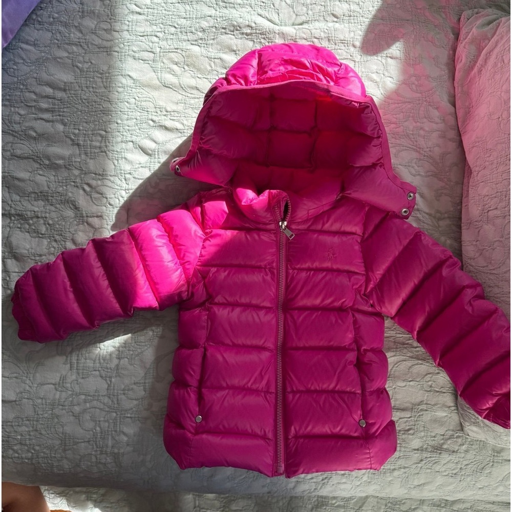 Ralph Lauren pink polo coat 3t removeable hood